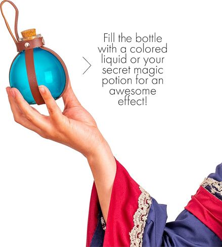 زجاجة Skeleteen Dark Magic Potion - حامل زجاجي بني مع سدادة من الفلين وحزام من الجلد الصناعي مع حلقة حافظة in Kuwait