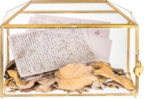 NCYP Wedding Glass Cards Box with Slot and Lock - 10.2x5.9x7.9 Inch - Black Geometric Cards Holder for Birthdays Party Reception, Wishing Well - Handmade Decorative Terrarium Box (Glass Box Only) in Kuwait