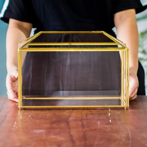 NCYP Wedding Glass Cards Box with Slot and Lock - 10.2x5.9x7.9 Inch - Black Geometric Cards Holder for Birthdays Party Reception, Wishing Well - Handmade Decorative Terrarium Box (Glass Box Only) in Kuwait