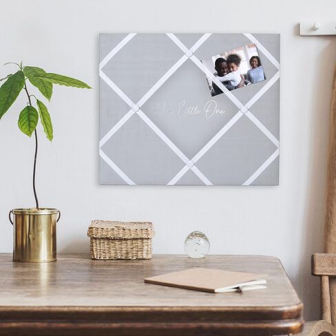 Haven Home Decor MEMO Happily Ever After 19' X 16' لوحة مذكرات وصور فرنسية، قماش كتان رمادي، 19 بوصة × 16 بوصة × .6 بوصة in Kuwait