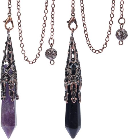 PLIGREAT 3 Pcs Bronze Metal Pendulum Dowsing Pendulum Necklace Spiritual Point Pendulum for Divination Quartz Wicca Balancing Fate Quiz Pendulum Divination Tool Detachable in Saudi Arabia
