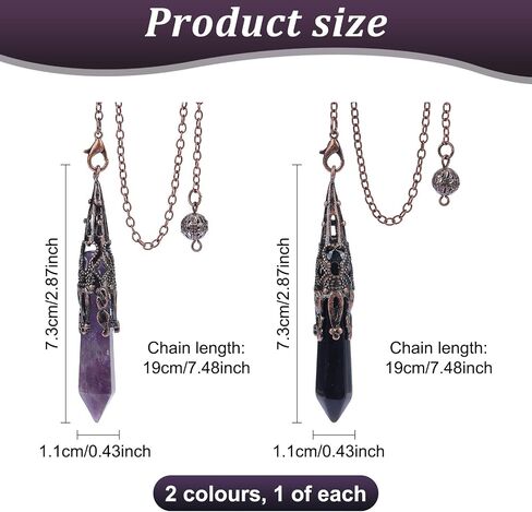 PLIGREAT 3 Pcs Bronze Metal Pendulum Dowsing Pendulum Necklace Spiritual Point Pendulum for Divination Quartz Wicca Balancing Fate Quiz Pendulum Divination Tool Detachable in Saudi Arabia