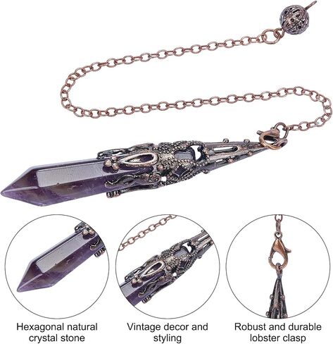 PLIGREAT 3 Pcs Bronze Metal Pendulum Dowsing Pendulum Necklace Spiritual Point Pendulum for Divination Quartz Wicca Balancing Fate Quiz Pendulum Divination Tool Detachable in Saudi Arabia
