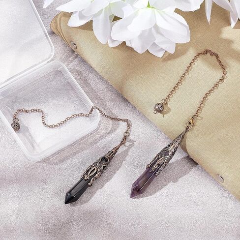 PLIGREAT 3 Pcs Bronze Metal Pendulum Dowsing Pendulum Necklace Spiritual Point Pendulum for Divination Quartz Wicca Balancing Fate Quiz Pendulum Divination Tool Detachable in Saudi Arabia