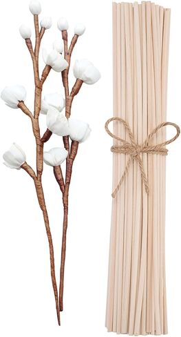 100pcs Black Reed Diffuser Sticks add 2 Pcs Sola Flowers 10 Inch Fiber Reed Diffuser Refill Aromatherapy Sticks Replacements Stick for Home in Kuwait