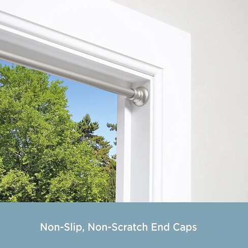Kenney KN726 Nicholas Twist & Fit No Tools Easy to Install Decorative Tension Curtain Rod, 48-84" Adjustable Length, Brushed Nickel Finish, 5/8" Diameter Steel Tube in Saudi Arabia