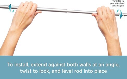 Kenney KN726 Nicholas Twist & Fit No Tools Easy to Install Decorative Tension Curtain Rod, 48-84" Adjustable Length, Brushed Nickel Finish, 5/8" Diameter Steel Tube in Saudi Arabia