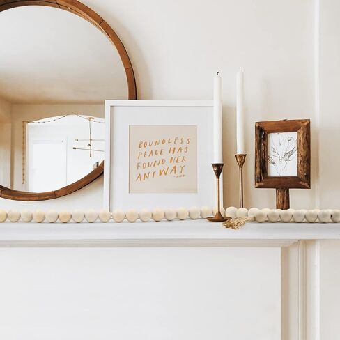 AceList 70" Long Large Wood Bead Garland with 1.6" Diameter Wooden Beads Tassel for Rustic Farmhouse Decor, Prayer Decorative Beads for Tiered Tray Coffee Table, Mantel Garland for Boho Decor(White) in Kuwait