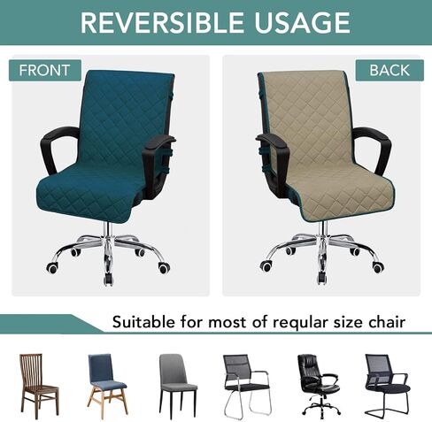 Easy-Going Quilted Microfiber Office Chair Cover with Soft Memory Foam Seat Cushion Water Resistant Desk Computer Chair Slipcover Anti-Slip Chair Protector (Medium, Black) in Kuwait