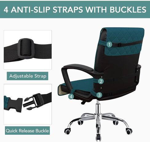 Easy-Going Quilted Microfiber Office Chair Cover with Soft Memory Foam Seat Cushion Water Resistant Desk Computer Chair Slipcover Anti-Slip Chair Protector (Medium, Black) in Kuwait