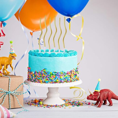 12 قطعة من شموع عيد الميلاد الملتوية الطويلة، شموع الكيك الحلزونية الطويلة، شموع الكيك المعدنية، شموع الكيك الطويلة الرقيقة مع حاملات لتزيين الكيك وحفلات أعياد الميلاد (ذهبي) in Kuwait
