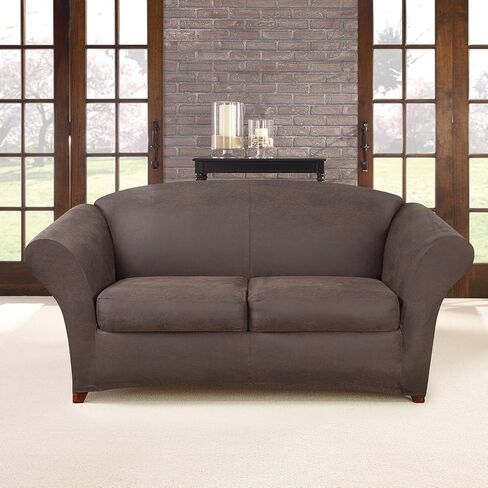 SureFit Ultimate Stretch Leather 3 PC Loveseat Slipcover في سرج مقاوم للطقس in Kuwait