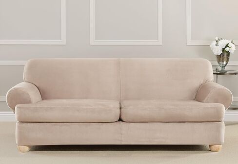 SureFit Ultimate Stretch Leather 3 PC Loveseat Slipcover في سرج مقاوم للطقس in Kuwait