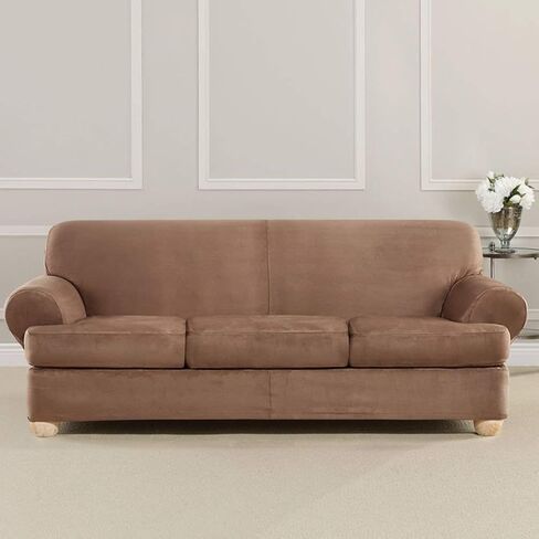 SureFit Ultimate Stretch Leather 3 PC Loveseat Slipcover في سرج مقاوم للطقس in Kuwait
