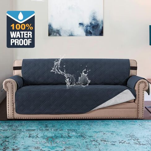 H.VERSAILTEX غطاء أريكة مقاوم للماء بنسبة 100%، غطاء أريكة قابل للغسل، غطاء أريكة غير قابل للانزلاق لـ 3 أغطية وسائد، واقي أثاث للحيوانات الأليفة، أغطية أريكة مع دعم من السيليكون لمخلب الجرو (أريكة، رمادي) in Kuwait