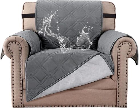 H.VERSAILTEX غطاء أريكة مقاوم للماء بنسبة 100%، غطاء أريكة قابل للغسل، غطاء أريكة غير قابل للانزلاق لـ 3 أغطية وسائد، واقي أثاث للحيوانات الأليفة، أغطية أريكة مع دعم من السيليكون لمخلب الجرو (أريكة، رمادي) in Kuwait
