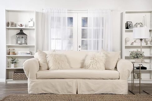 Classic Slipcovers Twill 2 Piece loveseat slipcover,with d-rings for skirt, Off-White,fits loveseats from 60 to 72" Wide,BT202PSLNAT in Saudi Arabia