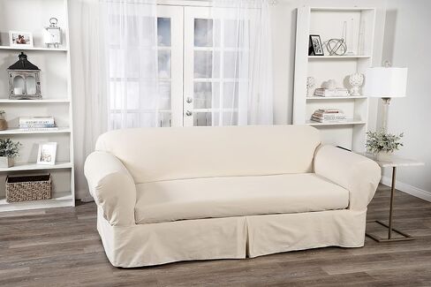 Classic Slipcovers Twill 2 Piece loveseat slipcover,with d-rings for skirt, Off-White,fits loveseats from 60 to 72" Wide,BT202PSLNAT in Saudi Arabia