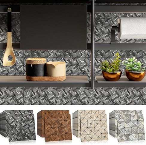 8-Sheet Peel and Stick Backsplash of Kitchen Mosaic Tiles, PVC Backsplash Kitchen Wall Decor. in Kuwait