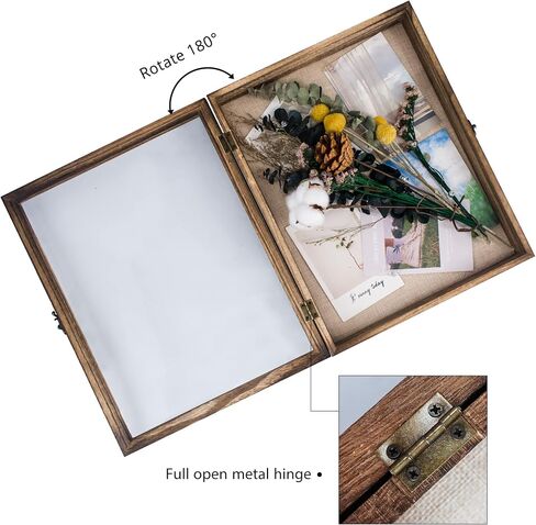 GraduationMall 11x14 إطار صندوق ظل من الخشب الصلب حافظة عرض باب زجاجي مع ظهر من الكتان و6 دبابيس لاصقة، عمق داخلي 1.5 بوصة، مثالي لتذاكر ميداليات الزهور والصور التذكارية in Kuwait