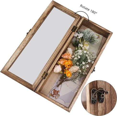 GraduationMall 11x14 إطار صندوق ظل من الخشب الصلب حافظة عرض باب زجاجي مع ظهر من الكتان و6 دبابيس لاصقة، عمق داخلي 1.5 بوصة، مثالي لتذاكر ميداليات الزهور والصور التذكارية in Kuwait