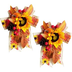 ال سكيه توب قوس غنيمة صناعية للتزيين في الخريف مع مخروط اليقطين والصنوبر وتوت عباد الشمس لعيد الشكر والحائط والباب الامامي وديكور حفلات الزفاف (2) in Kuwait