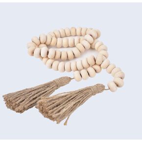 LSKYTOP خرزات خشبية على شكل إكليل المزرعة مع شرابات، إكليل شرابة على شكل إكليل بوهو لديكور المنزل على الحائط (45 بوصة) in Kuwait