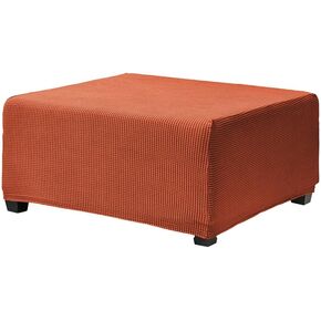 Ottoman Covers, Stretch Jacquard Ottoman Slipcover Soft Thick Folding Storage Cover Rectangle Footrest Stool Covers with Elastic Bottom Furniture Protector Covers (Black, Medium)