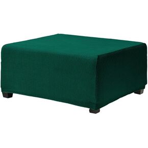 Ottoman Covers, Stretch Jacquard Ottoman Slipcover Soft Thick Folding Storage Cover Rectangle Footrest Stool Covers with Elastic Bottom Furniture Protector Covers (Black, Medium)
