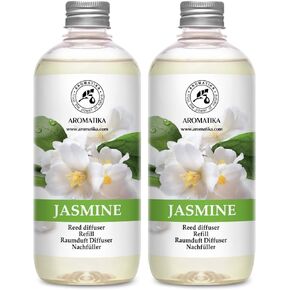 Reed Diffuser Refill Jasmine with Jasmine Essential Oil 34 Fl Oz - 2x500ml - Fragrance Oil Reed Diffuser Refill - Jasmine Room Freshener - Floral Fragrance - Fresh and Long Lasting Fragrance in Saudi Arabia