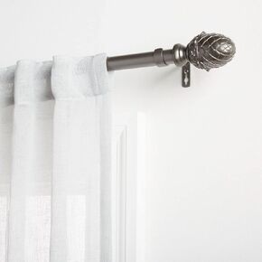 Exclusive Home Acorn 1" Curtain Rod and Coordinating Finial Set, Gunmetal, Adjustable 36"-72" in Saudi Arabia