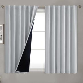 BGment 100% Blackout 80 Inch Curtains with Thermal Insulation Liner, 52 x 80 Inch Rod Pocket and Back Tab Double Layer Room Darkening Window Treatment Curtain for Living Room (2 Panels, Dark Grey) in Saudi Arabia