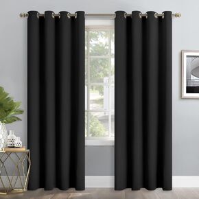 YoungsTex Short Blackout Curtains 36 Inch Long for Rv Camper Window - Thermal Insulated with Grommet Room Darkening Small Drapes for Kitchen Bathroom Cafe, 2 Panels, 34 x 36 Inch, Black in Saudi Arabia