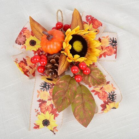 ال سكيه توب قوس غنيمة صناعية للتزيين في الخريف مع مخروط اليقطين والصنوبر وتوت عباد الشمس لعيد الشكر والحائط والباب الامامي وديكور حفلات الزفاف (2) in Kuwait