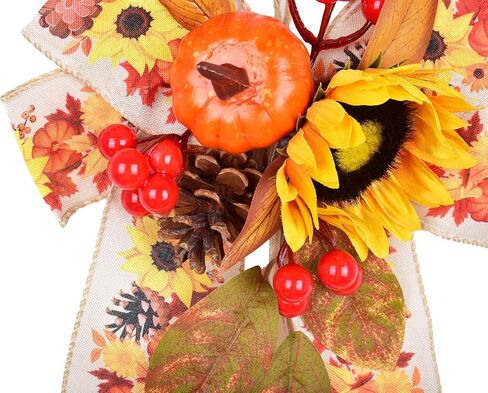 ال سكيه توب قوس غنيمة صناعية للتزيين في الخريف مع مخروط اليقطين والصنوبر وتوت عباد الشمس لعيد الشكر والحائط والباب الامامي وديكور حفلات الزفاف (2) in Kuwait