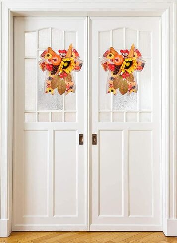 ال سكيه توب قوس غنيمة صناعية للتزيين في الخريف مع مخروط اليقطين والصنوبر وتوت عباد الشمس لعيد الشكر والحائط والباب الامامي وديكور حفلات الزفاف (2) in Kuwait