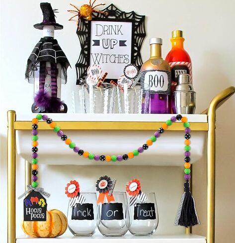 Halloween Hocus Pocus Wood Bead Garland 41.3 inches Wood Bead Garland with Jute Rope Plaid Tassel Hocus Pocus Tag Farmhouse Wood Beads Natural Fall String Hanging Décor for Nursery Room in Saudi Arabia