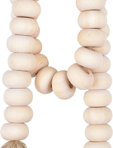 LSKYTOP خرزات خشبية على شكل إكليل المزرعة مع شرابات، إكليل شرابة على شكل إكليل بوهو لديكور المنزل على الحائط (45 بوصة) in Kuwait