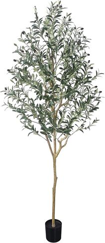 Phimos Artificial Olive Tree Tall Fake Potted Olive Silk Tree with Planter Large Faux Olive Branches and Fruits Artificial Tree for Modern Home Office Living Room Floor Decor Indoor (5.24FT) in Kuwait