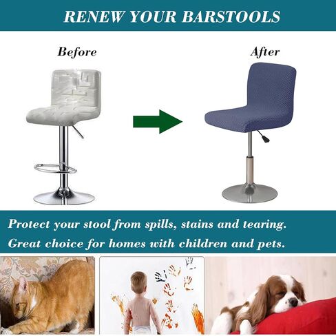 Bar Stool Covers with Backs,2 Pack Stretch Bar Stool Chair Covers,Jacquard Bar Stool Covers,Washable Bar Chair Covers Swivel Barstool Covers Slipcovers with Back Beige in Kuwait