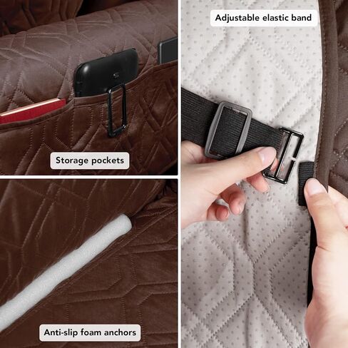 Sofa Cover, Slipcovers Chair Cover, Water Resistant Furniture Protector with Elastic Straps and Non Slip Foams, Couch Sofa Covers for Kids, Pets (Chocolate, 21'' Chair) in Kuwait