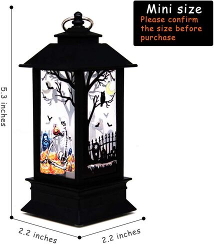 Halloween Portable Lanterns Orange Candle LED Halloween Lamp Lights, Spooky Skeleton Owl Bat Castle Flame Lights Hanging Lanterns in Kuwait