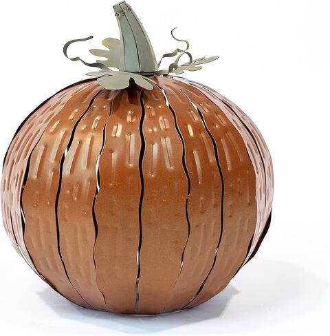 Desert Steel Tall Great Pumpkin Luminary - (Large, Orange) - Indoor/Outdoor Fall Holiday Metal Candle Holder for Halloween Decoration in Saudi Arabia