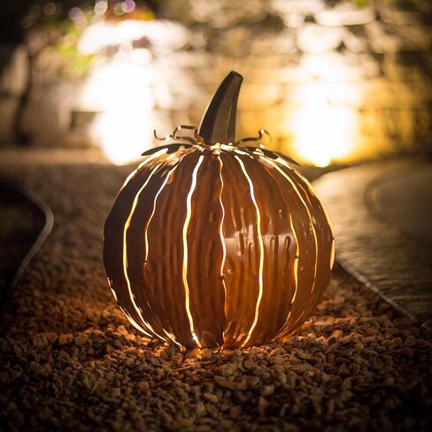 Desert Steel Tall Great Pumpkin Luminary - (Large, Orange) - Indoor/Outdoor Fall Holiday Metal Candle Holder for Halloween Decoration in Saudi Arabia