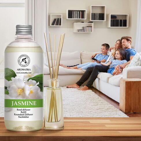 Reed Diffuser Refill Jasmine with Jasmine Essential Oil 34 Fl Oz - 2x500ml - Fragrance Oil Reed Diffuser Refill - Jasmine Room Freshener - Floral Fragrance - Fresh and Long Lasting Fragrance in Saudi Arabia