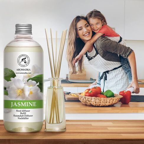Reed Diffuser Refill Jasmine with Jasmine Essential Oil 34 Fl Oz - 2x500ml - Fragrance Oil Reed Diffuser Refill - Jasmine Room Freshener - Floral Fragrance - Fresh and Long Lasting Fragrance in Saudi Arabia