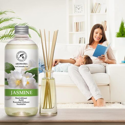 Reed Diffuser Refill Jasmine with Jasmine Essential Oil 34 Fl Oz - 2x500ml - Fragrance Oil Reed Diffuser Refill - Jasmine Room Freshener - Floral Fragrance - Fresh and Long Lasting Fragrance in Saudi Arabia