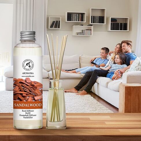 Reed Diffuser Refill Sandalwood 6.8 Fl Oz - 200ml - Room Diffuser Refill - Home Fragrance - Scented Diffuser - Fresh Fragrance - Aromatherapy - Air freshener - Fresh and Long Lasting Fragrance in Saudi Arabia