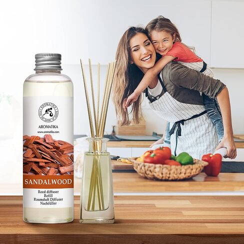 Reed Diffuser Refill Sandalwood 6.8 Fl Oz - 200ml - Room Diffuser Refill - Home Fragrance - Scented Diffuser - Fresh Fragrance - Aromatherapy - Air freshener - Fresh and Long Lasting Fragrance in Saudi Arabia