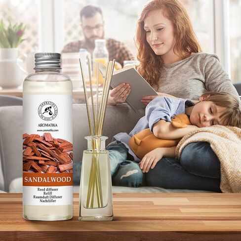 Reed Diffuser Refill Sandalwood 6.8 Fl Oz - 200ml - Room Diffuser Refill - Home Fragrance - Scented Diffuser - Fresh Fragrance - Aromatherapy - Air freshener - Fresh and Long Lasting Fragrance in Saudi Arabia